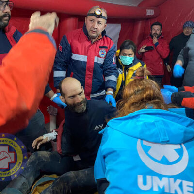 Mark ready for transfer to hospital in the early hours of 12th September